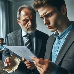 Auditor and client reading the fine print. Auditing Errors and Omissions Insurance Policy